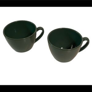 Two Dark Green Coffee Cups